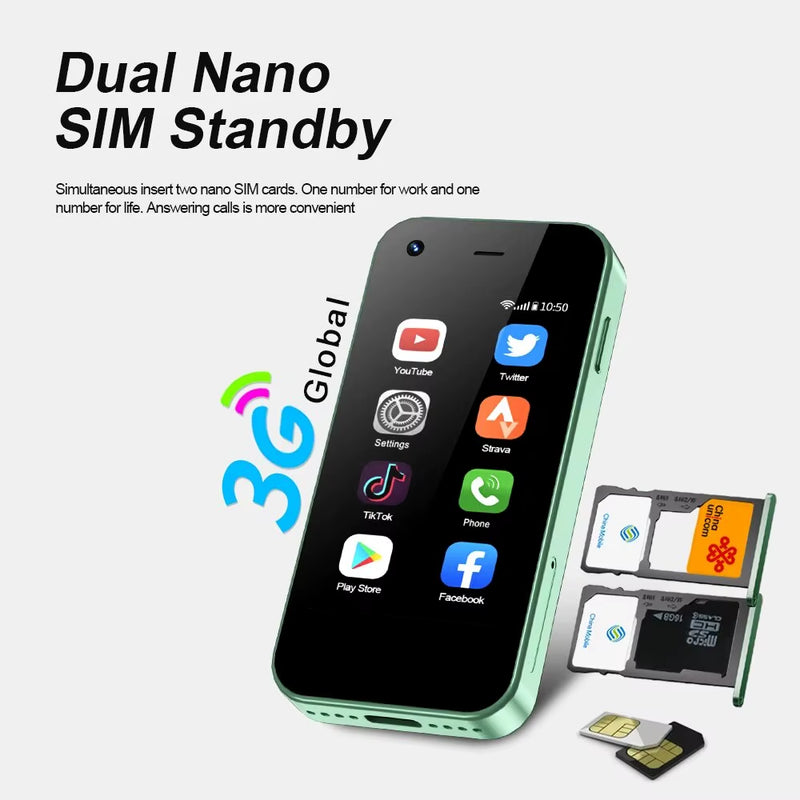 KING5000 Mini Android Smartphone WCDMA 2.5Inch Screen 2GB+16GB Small Smart Mobile Phones Android System GPS Play Store