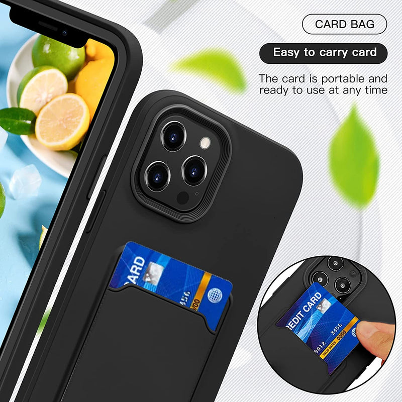 Soft Silicone Case Cover for Iphone 16 Pro 15 13 11 XR 7 8 with Card Slot Holder