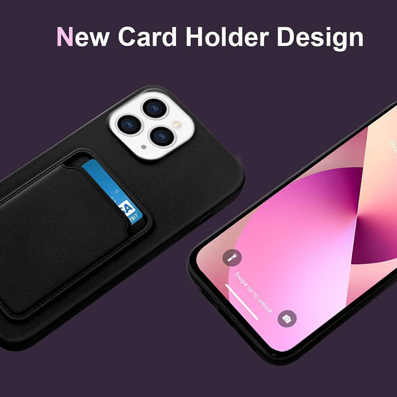 Soft Silicone Case Cover for Iphone 16 Pro 15 13 11 XR 7 8 with Card Slot Holder