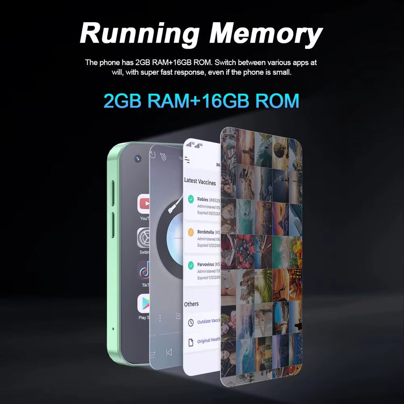 KING5000 Mini Android Smartphone WCDMA 2.5Inch Screen 2GB+16GB Small Smart Mobile Phones Android System GPS Play Store