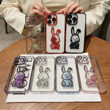 Cute Rabbit Quicksand Glitter Case for Iphone 14 16 Pro Max 13 12 11 15 X Xr Xs 8 7 plus Bear Transparent Camera Protector Cover