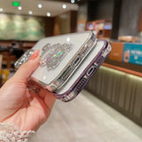 Cute Rabbit Quicksand Glitter Case for Iphone 14 16 Pro Max 13 12 11 15 X Xr Xs 8 7 plus Bear Transparent Camera Protector Cover