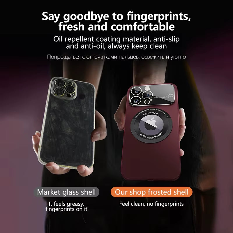 Luxury Matte for Magsafe Magnetic Wireless Charge Cases for  15 14 13 12 11 Pro Max plus Camera Lens Protector Phone Cover