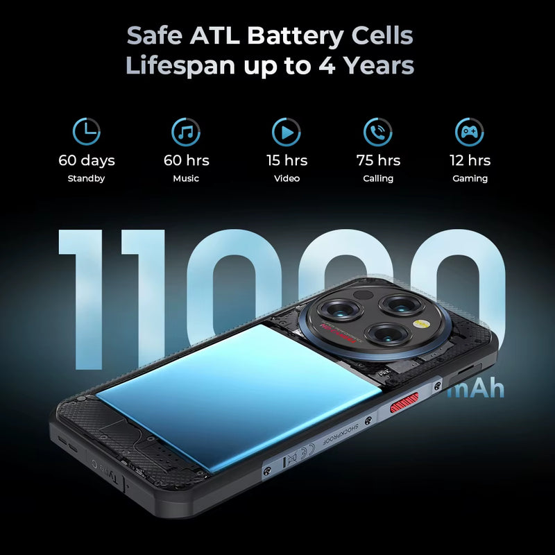 -Wp35 Rugged Smartphone, Android Mobile Phone, NFC Cell Phone, 5G, 11000Mah, 24GB + 256GB, 64 MP