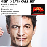 Hyaluronic Acid Skincare Set for Men - Face Wash, Body Wash & Face Moisturiser, Exfoliate, Refreshing, Anti-Aging Facial Kit, Travel Toiletries Set