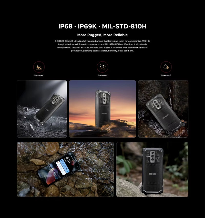 Blade 10 Ultra Rugged Phone 20GB+256GB 50MP Camera 6.56'' Display 5150Mah NFC Android 14 Smartphone