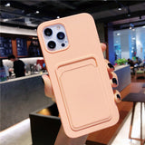 Soft Silicone Case Cover for Iphone 16 Pro 15 13 11 XR 7 8 with Card Slot Holder
