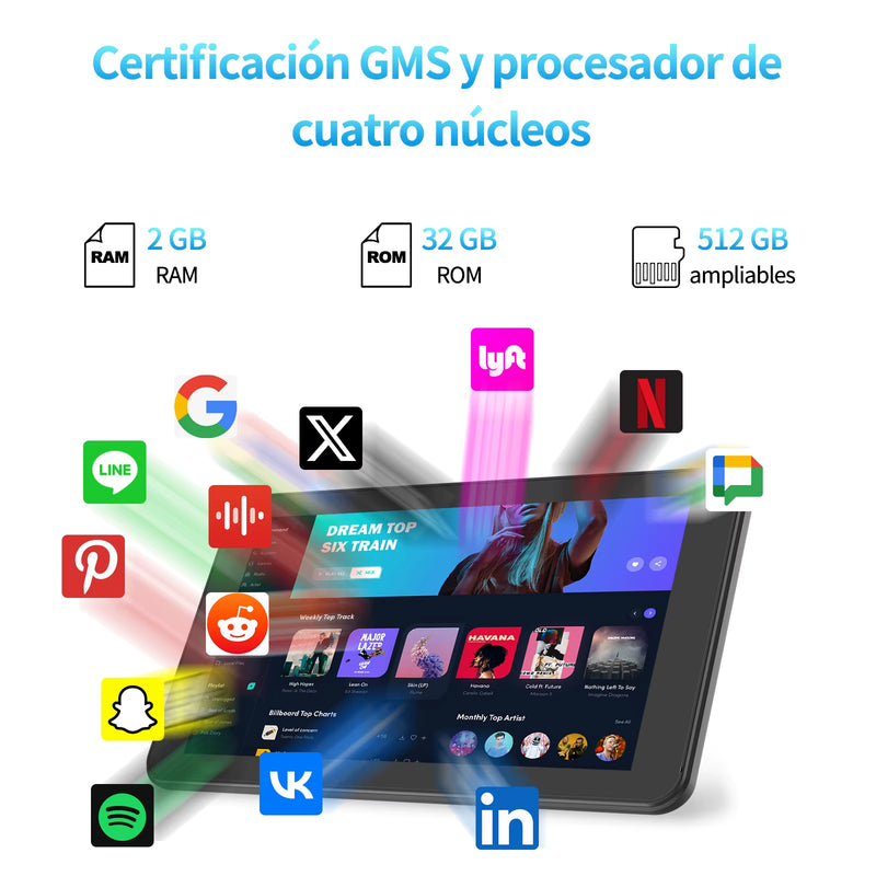 7 Inch Tablet PC 32 GB Android 11 with Quad Core Processor HD IPS Display Dual Camera Wifi with PU Protective Case