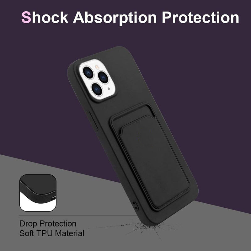 Soft Silicone Case Cover for Iphone 16 Pro 15 13 11 XR 7 8 with Card Slot Holder