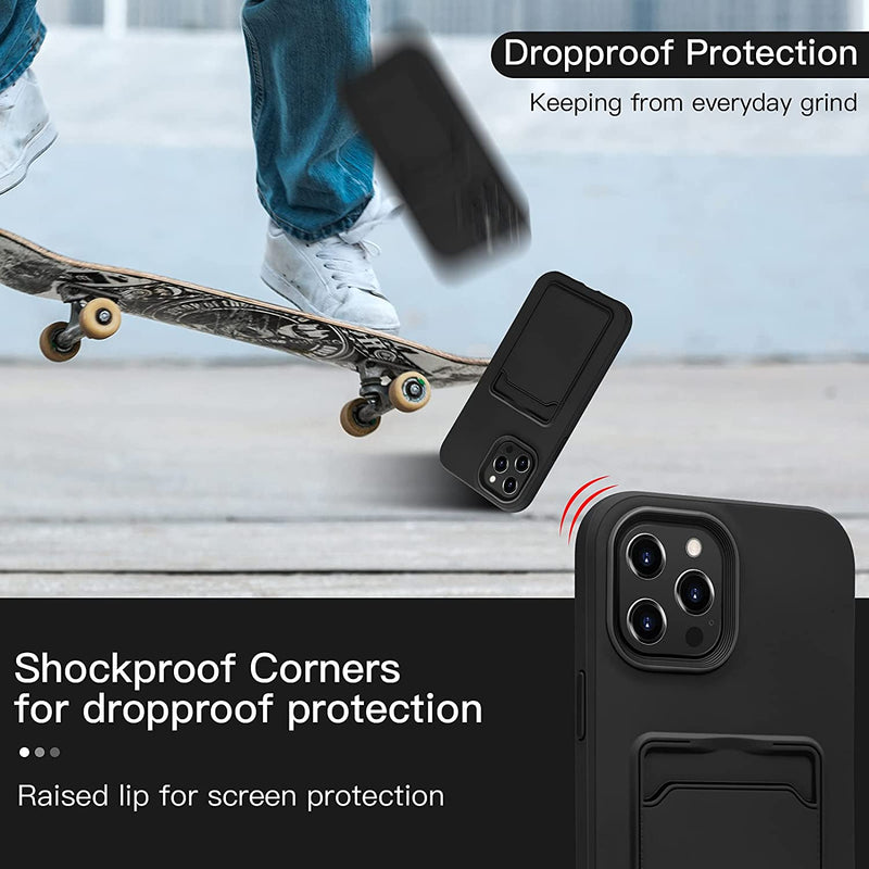 Soft Silicone Case Cover for Iphone 16 Pro 15 13 11 XR 7 8 with Card Slot Holder