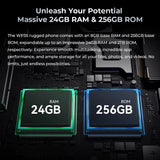 -Wp35 Rugged Smartphone, Android Mobile Phone, NFC Cell Phone, 5G, 11000Mah, 24GB + 256GB, 64 MP