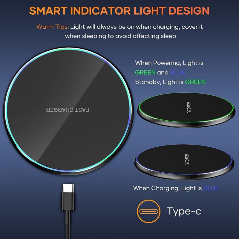Fast Wireless Charger Charging Pad for Apple Iphone 15 & Samsung