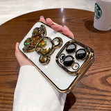 Cute Rabbit Quicksand Glitter Case for Iphone 14 16 Pro Max 13 12 11 15 X Xr Xs 8 7 plus Bear Transparent Camera Protector Cover