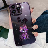 Cute Rabbit Quicksand Glitter Case for Iphone 14 16 Pro Max 13 12 11 15 X Xr Xs 8 7 plus Bear Transparent Camera Protector Cover