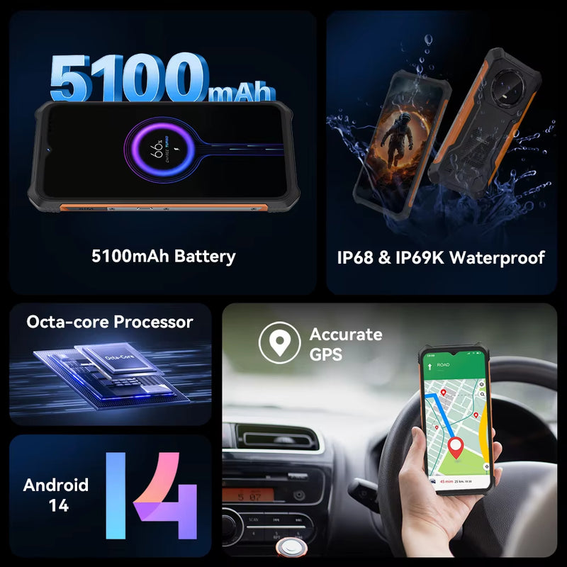 Ultra-Thin Rugged Android Smartphone  King Kong ES, 6.56" 90Hz Screen, 16GB RAM(6GB+10GB), 128GB ROM, 48MP Camera, 4G Phone