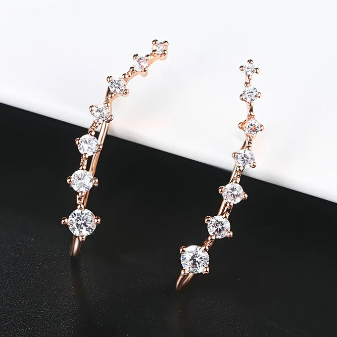 Long Dipper Ear Hook Clip on Earrings for Women Four-Prong Setting Zircon Climbing Ear Cuff Earrings Fashion Jewelry Gifts E527