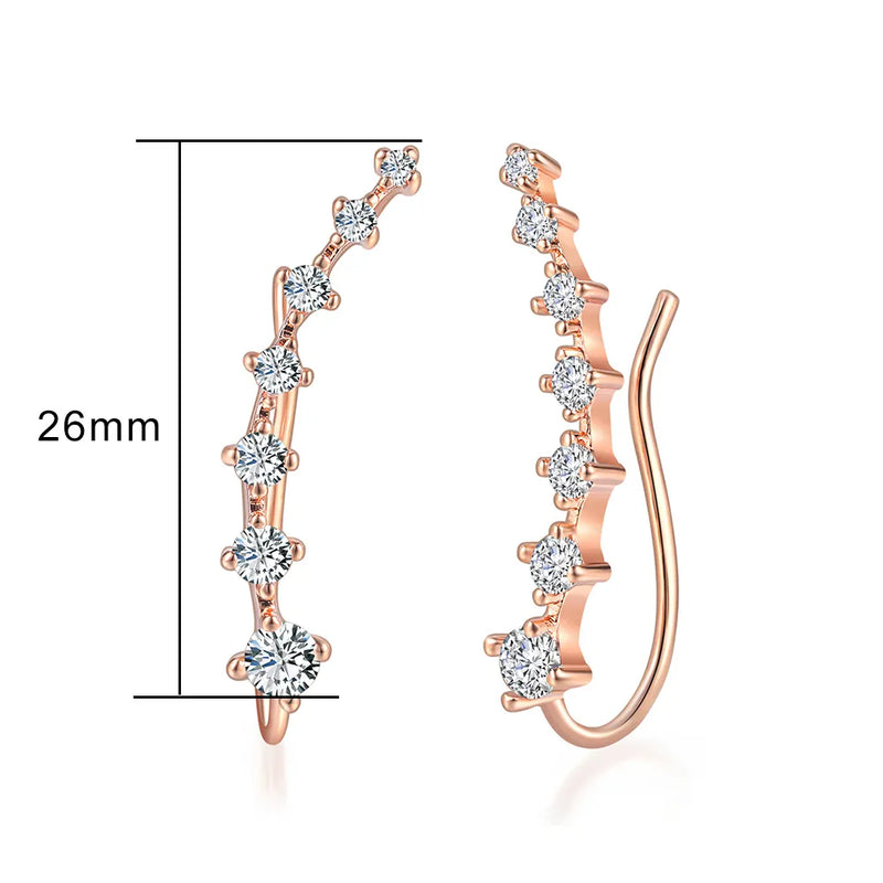 Long Dipper Ear Hook Clip on Earrings for Women Four-Prong Setting Zircon Climbing Ear Cuff Earrings Fashion Jewelry Gifts E527