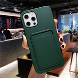 Soft Silicone Case Cover for Iphone 16 Pro 15 13 11 XR 7 8 with Card Slot Holder