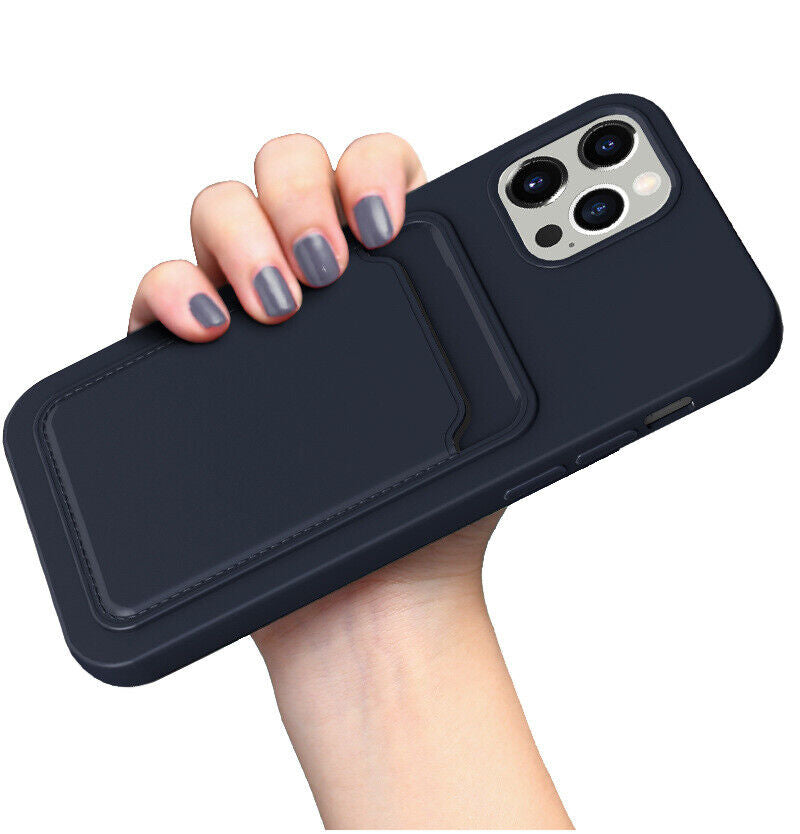 Soft Silicone Case Cover for Iphone 16 Pro 15 13 11 XR 7 8 with Card Slot Holder