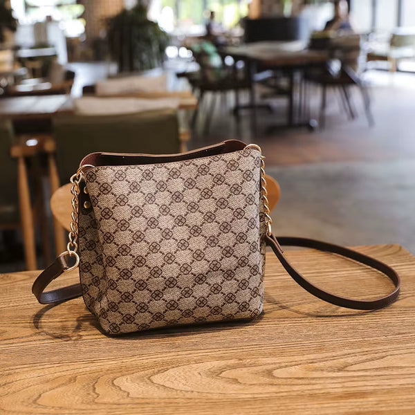 Shoulder Bag for Women 2023 New Luxury with Crossbody Sling Chain Strap Plaid Mahjong Designer Brand Pu Leather Vintage Handbags