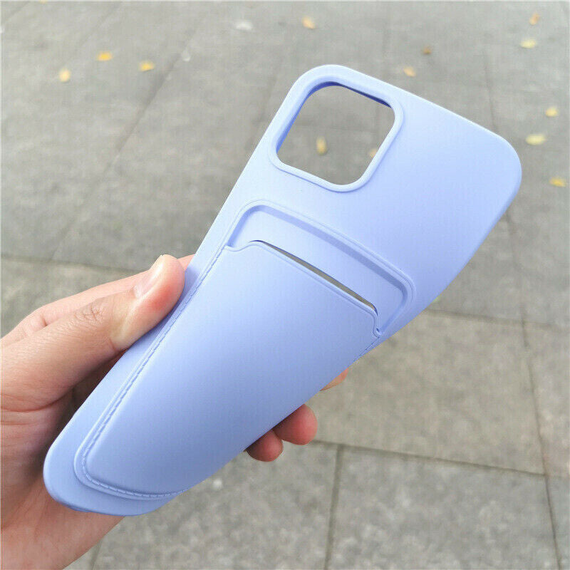 Soft Silicone Case Cover for Iphone 16 Pro 15 13 11 XR 7 8 with Card Slot Holder