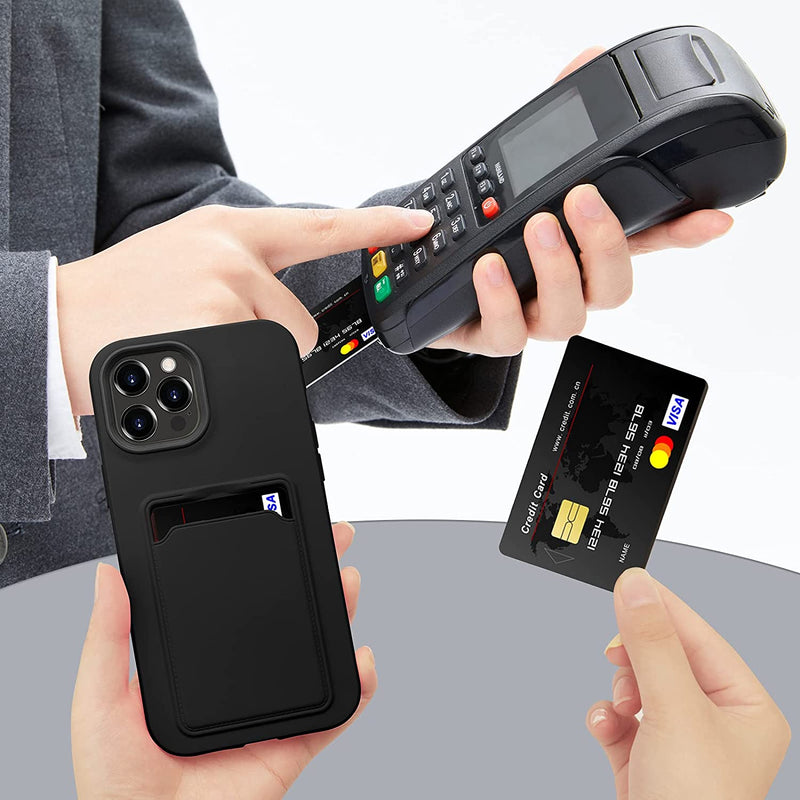 Soft Silicone Case Cover for Iphone 16 Pro 15 13 11 XR 7 8 with Card Slot Holder