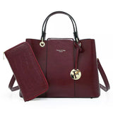 Faux Crocodile Handbag Set (2-Pieces) - Maroon