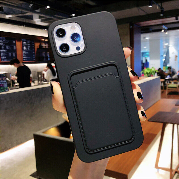 Soft Silicone Case Cover for Iphone 16 Pro 15 13 11 XR 7 8 with Card Slot Holder