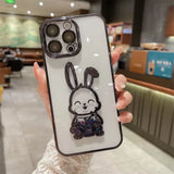 Cute Rabbit Quicksand Glitter Case for Iphone 14 16 Pro Max 13 12 11 15 X Xr Xs 8 7 plus Bear Transparent Camera Protector Cover